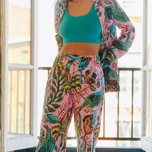 Raphael Balme for Anthropologie Peacock Flannel Sleep Set